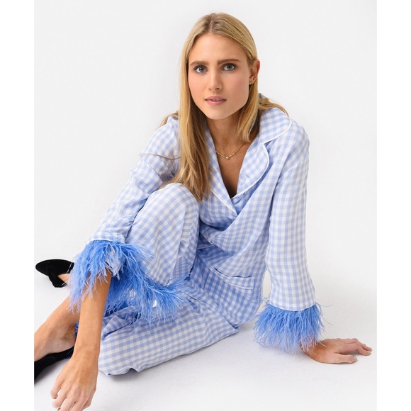 SLEEPER Party Pajama Set Checkered & Feathered XL - Picture 2 of 16